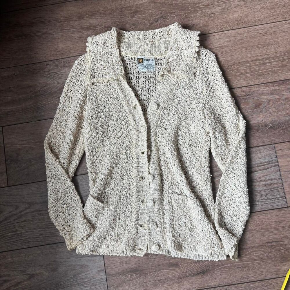 Pallas Irish loomed cream cardigan vintage unique - Picture 2 of 4